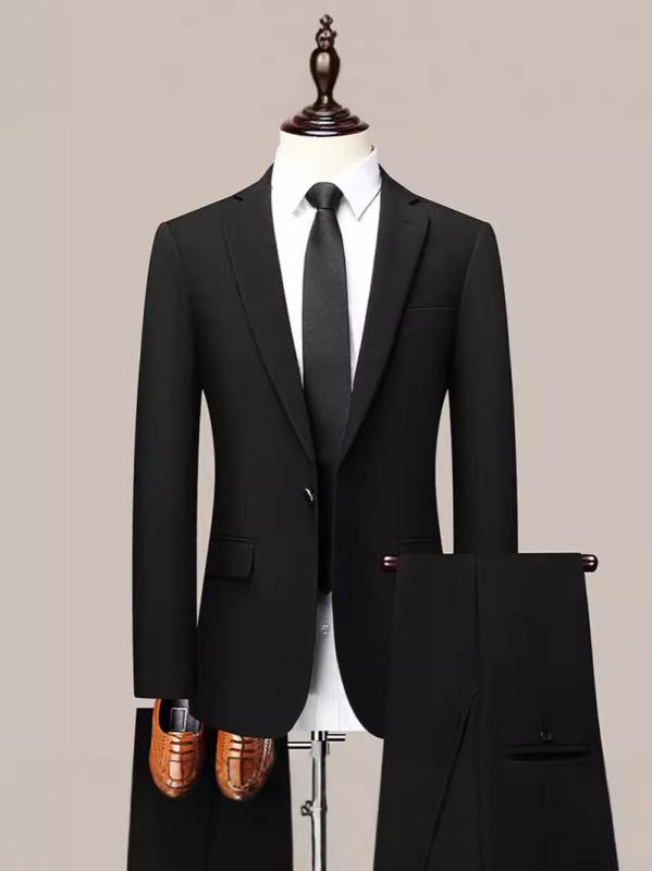 スーツ メンズ 男性用 紳士服 30代 ビジネス 結婚式 披露宴 セットアップ シングル スリムフィット 高級感 オールシーズン 黒 レーヨン混 サイドベンツ 1つボタン ノッチドラペル 都会的 スタイリッシュ