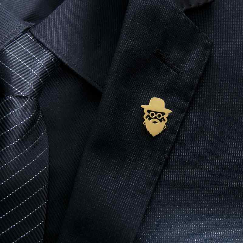 Tack Pins - ブローチ メンズ ラペルピン ピンバッジ アクセサリー ユダヤ人 弁護士 ラビ 肖像 レトロ ヴィンテージ風風 クラシック ステンレス 電気メッキ加工 高級感 結婚式 フォーマル 秋冬 シルバー ゴールド ブラック