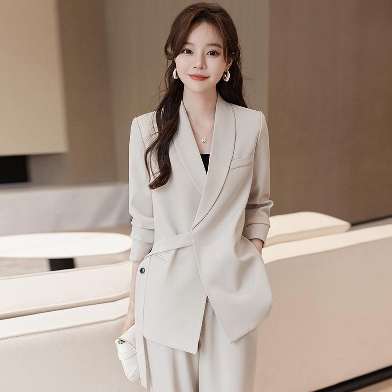 Suits For Job Interviews - セットアップ レディース テーラードジャケット パンツスーツ オフィス 通勤 普段使い きれいめ 上品 高級感 エレガント カジュアル 綿混 ポリエステル 春秋 ブラック アイボリー プラム ズボン