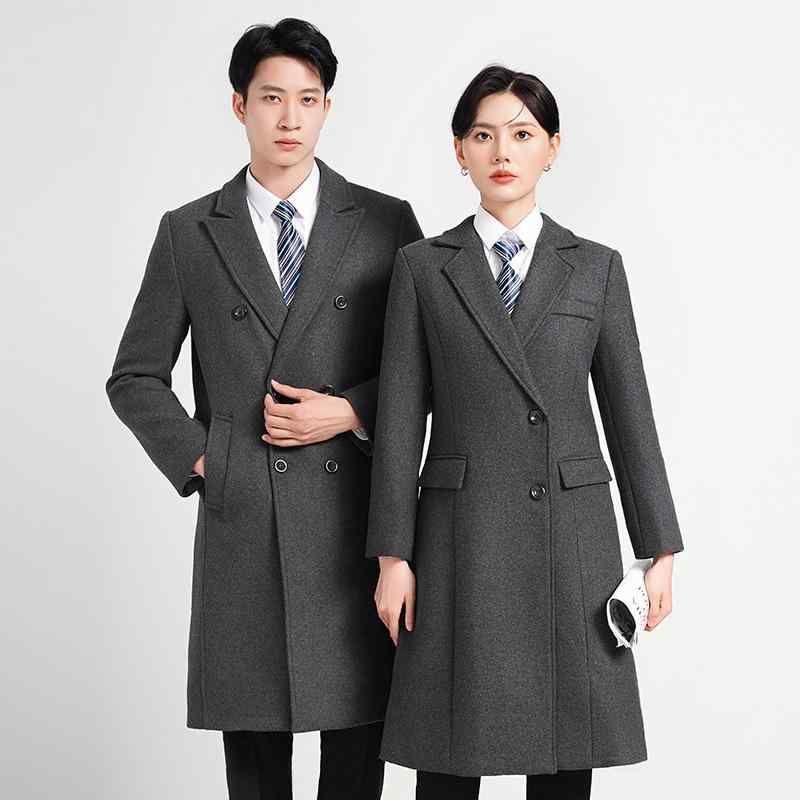 チェスターコート メンズ レディース 秋冬 厚手 暖かい 仕事用 通勤 接客用 事務服 制服 ピーコート アウター ダブルブレスト スリム 高級感 ネイビー ブラック グレー 40代 ウール調 ポリエステル ビジネス