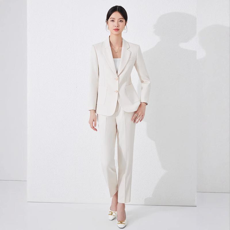 Suits For Job Interviews - パンツスーツ レディース セットアップ テーラードジャケット スラックス 長袖 無地 オフィス 通勤 ビジネス フォーマル エレガント 高級感 シンプル おしゃれ 30代 秋冬 黒 ネイビー 白 ポリエステル ストレッチ
