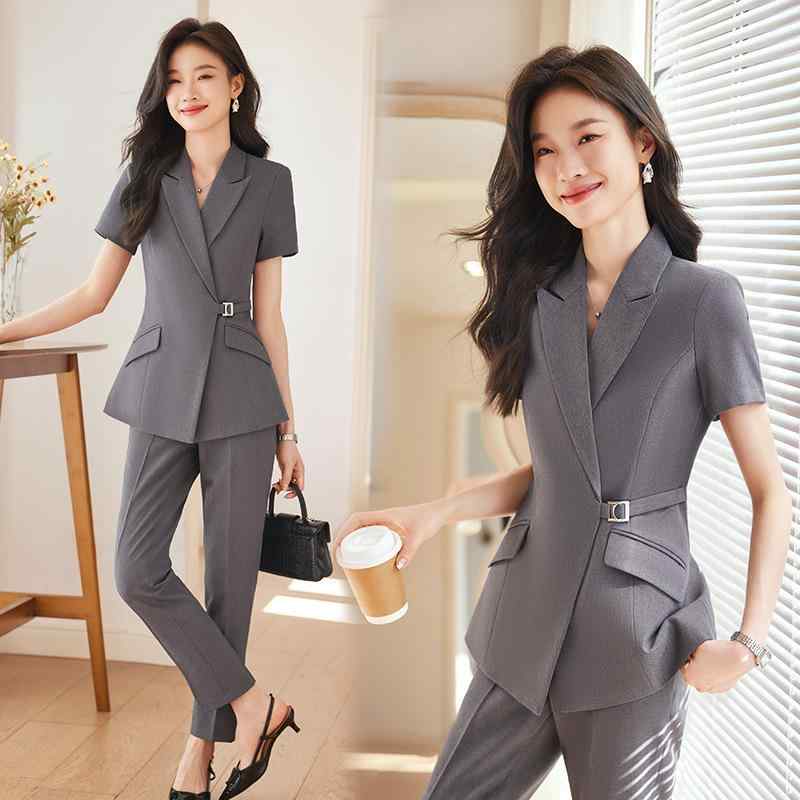 セットアップ レディース テーラードジャケット パンツ スカート 春夏 半袖 事務服...