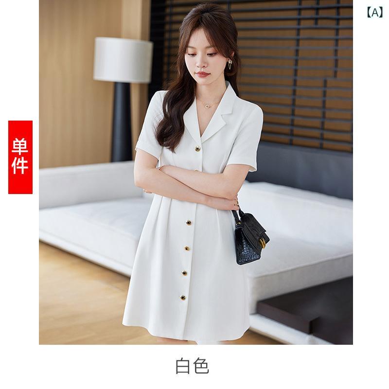 ワンピース レディース スーツ風 半袖 膝丈 事務服 オフィス 通勤 きれいめ 上品 ...