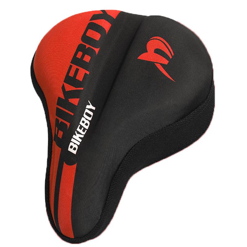 自転車 サドルカバークッション 厚手 シリコン 幅広 ワイド 衝撃吸収 快適 サイクリング ロードバイク マウンテンバイク 英字 おしゃれ 赤 青(4.0)