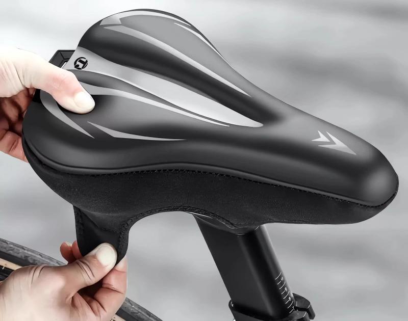 自転車 サドルカバークッション シート ロードバイク マウンテンバイク ソフト 厚手 防水 衝撃吸収 シリコン 低反発 記憶フォーム PUレザー 通気性 滑り止め 黒 グレー 青
