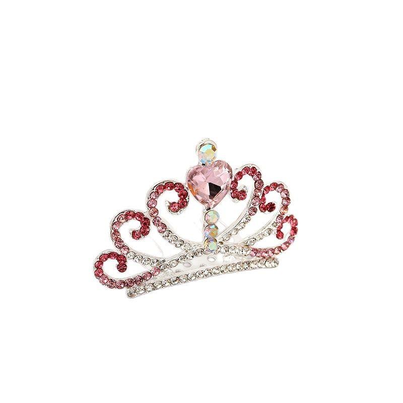 ヘアアクセサリー 女の子 キッズ 子供 ティアラ 王冠 クラウン 髪飾り プリンセス お姫様 発表会 誕生日 結婚式 ラインストーン ビジュー キラキラ 挿し櫛 コーム 韓国 かわいい 華やか 春夏 合金 ホワイト ピンク パープル