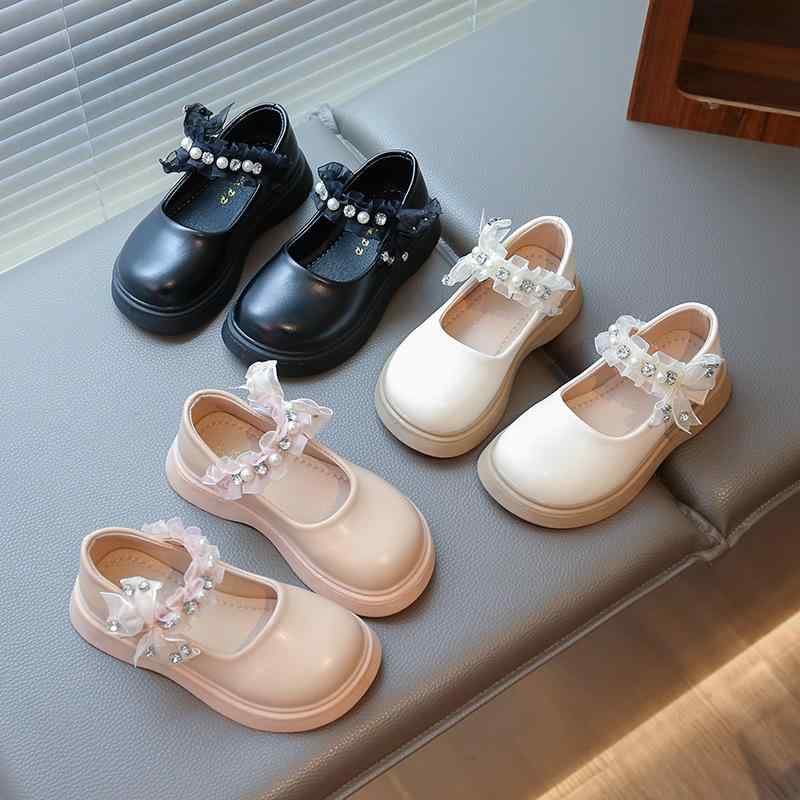 Formal Shoes - パンプス 女の子 キッズ 春秋 フォーマル シューズ リボン ベルクロ 面ファスナー 履きやすい 柔らかい 発表会 結婚式 冠婚葬祭 かわいい おしゃれ ローファー ピンク ベージュ 黒 合皮 高級感