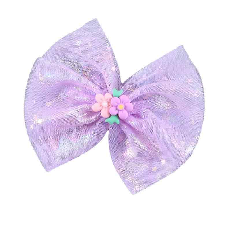 ヘアクリップ キッズ 女の子 髪飾り 髪留め リボン チュール レース スパンコール シフォン キラキラ ハンドメイド かわいい 春夏 発表会 結婚式 七五三 パッチンピン ヘッドドレス ピンク ブルー レッド