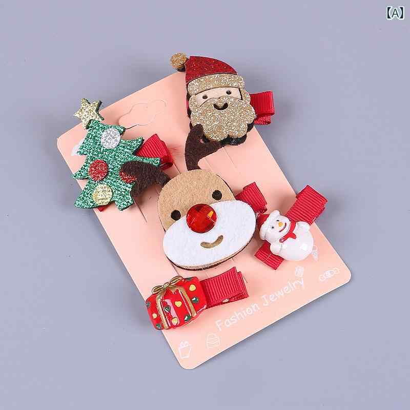 ヘアクリップ キッズ 男の子 女の子 レディース メンズ 髪飾り アクセサリー クリスマス ハロウィン サンタクロース トナカイ 角 リボン ハンドメイド 樹脂製 軽量 かわいい パーティー 誕生日 レッド グリーン 秋冬