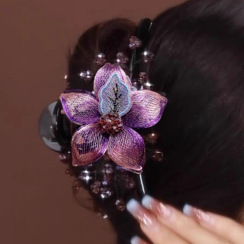 バンスクリップ レディース ヘアアクセサリー 金属製 メタル 銅線 編み込み ハンド...