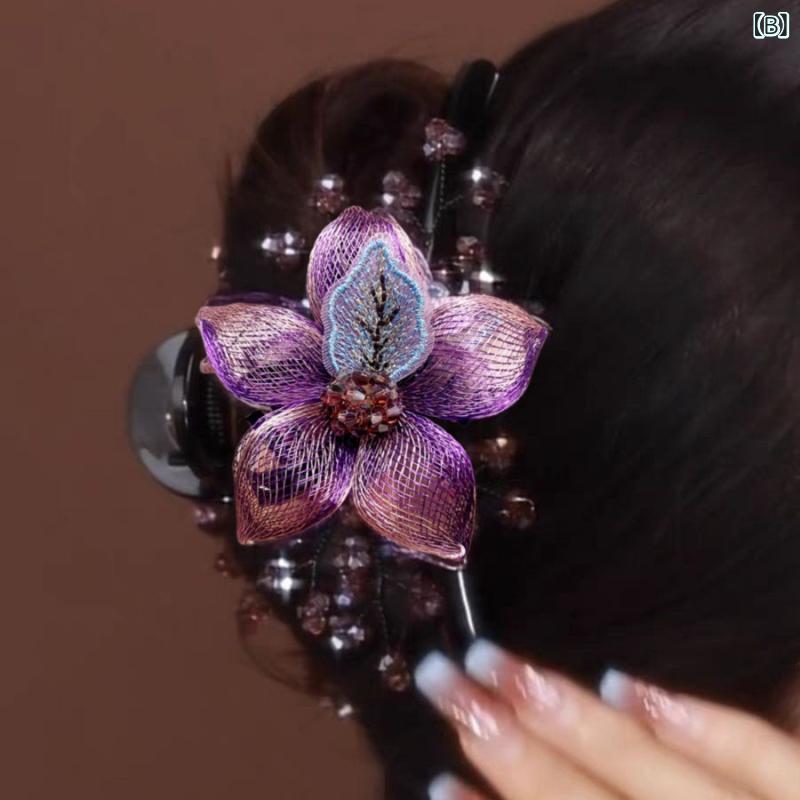 バンスクリップ レディース ヘアアクセサリー 金属製 メタル 銅線 編み込み ハンド...