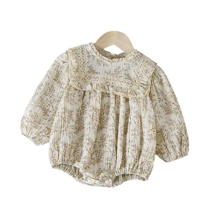 樂天商城 - ロンパース 男の子 女の子 ベビー服 赤ちゃん カバーオール 長袖 春秋 小花柄 綿 コットン 前開き スナップボタン 柔らかい 吸湿 通気性 0歳 お出かけ 普段使い 部屋着 かわいい アイボリー ピンク ホワイト