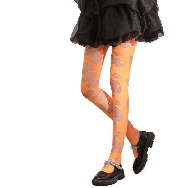 タイツ レディース ハロウィン コスプレ 網タイツ パンティストッキング フィッシュネット ドクロ スカル 骸骨 ジャガード セクシー 蛍光 ネオンカラー パーティー 仮装 衣装 ポリエステル 薄手 伸縮性 通気性 ローズ オレンジ 蛍光グリーン