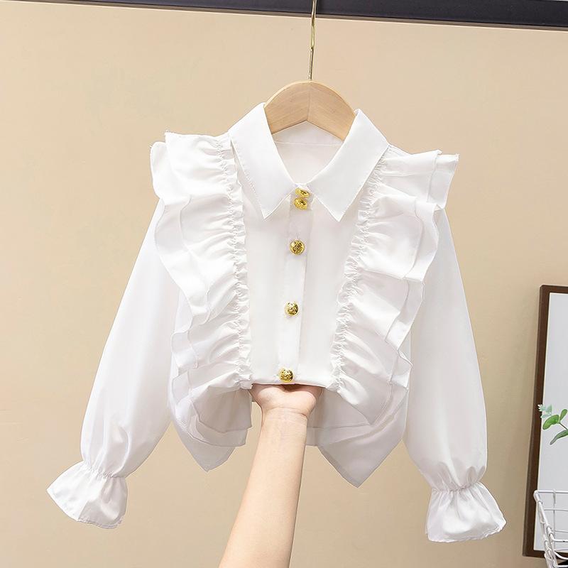 ・カテゴリ: キッズシャツ・性別: 女の子・対象年齢: 8歳以上・スタイル: プリンセス・ネックライン: 襟付き・加工: 柔軟加工・袖丈: 長袖・柄: 無地・: トレンド・主な素材: ポリエステル・カラー展開: ホワイト・サイズ展開: 110, 120, 130, 140, 150, 160, 170