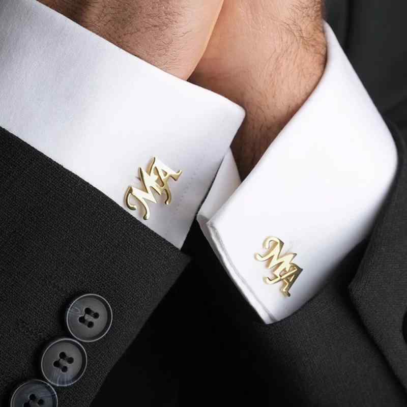 カフスボタン メンズ レディース ステンレス アルファベット イニシャル シンプル フレンチ ドレスシャツ ビジネス 冠婚葬祭 シルバー ゴールド ブラック 高級感 錆びに強い アクセサリー 装飾 紳士 婦人 カフリンクス 普段使い