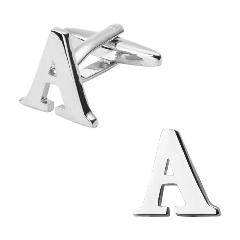 カフスボタン メンズ レディース カフリンクス アルファベット イニシャル ステンレス 電気メッキ加工 シルバー ゴールド クリスタル ワイシャツ フレンチカフス ビジネス フォーマル パーティー 高級感 シンプル おしゃれ