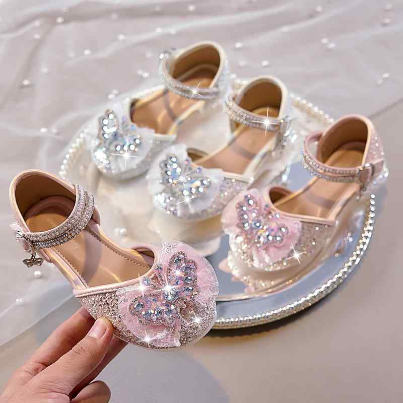 パンプス 女の子 キッズ 子供 スパンコール リボン ラインストーン プリンセス ドレス フォーマル 発表..