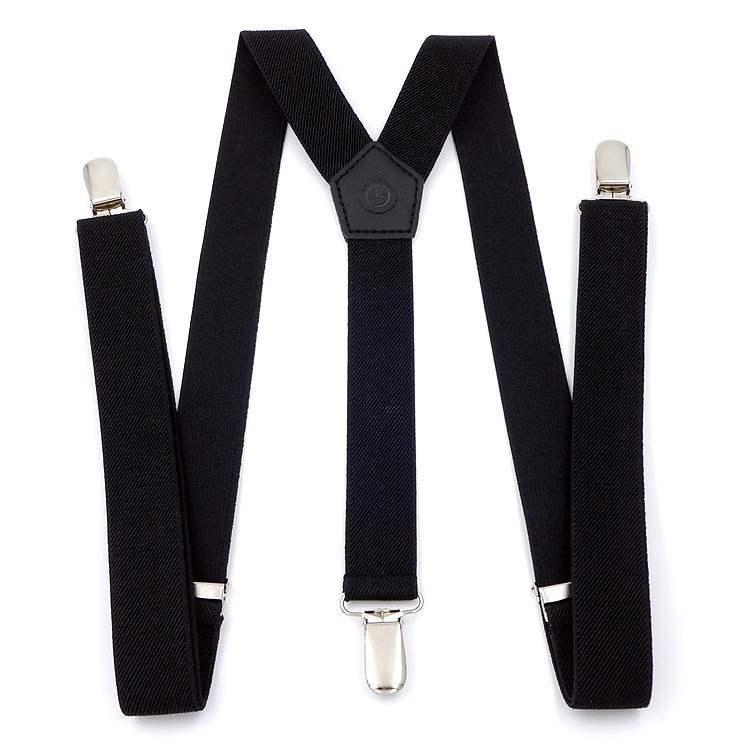 サスペンダー メンズ レディース 2.5cm Y型 3クリップ 無地 伸縮性 ゴム ストレッチ ブリティッシュ トラッド パンツストラップ 吊りバンド カジュアル 普段使い フォーマル ブラック ホワイト ボタン
