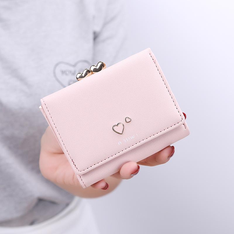 財布 レディース 三つ折り ミニ コンパクト ウォレット カードケース 小銭入れ ハート 合皮 PUレザー かわいい スパンコール フェミニン パステルカラー 小さい 春夏 普段使い 通勤 通学 軽量 紫 ピンク 黒