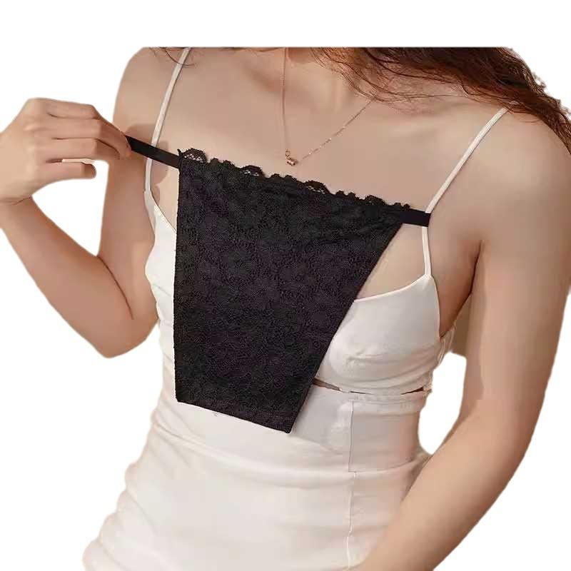 付け襟 レディース レース 胸元カバー チラ見え防止 インナー キャミソール ベアトップ シャツ ワンピース 重ね着 レイヤード 春夏 ホワイト ブラック 通気性 蒸れにくい 伸縮性 透け防止 おしゃれ かわいい 清楚 普段使い 通勤
