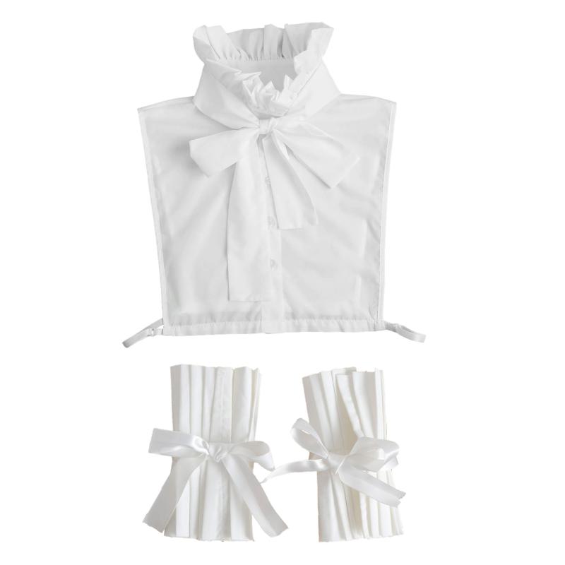 ・サイズ: フリーサイズ・対象: 大人・カラー展開: ホワイト（襟）, ブラック（襟）, ホワイト（袖口）, ブラック（袖口）・主な素材: 綿・: リボン・裏地素材: 綿・スタイル: レトロ、ヴィンテージ風