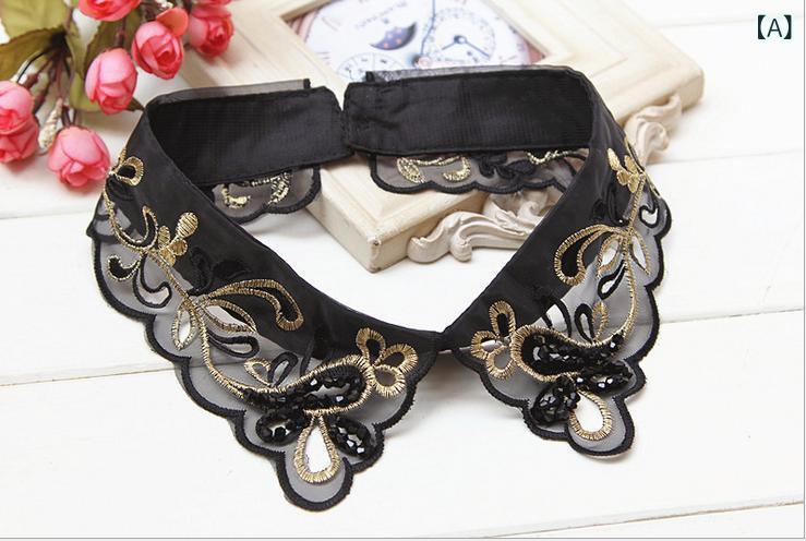 ・カテゴリ: 付け襟・対象: レディース・素材: 綿・スタイル: スタンドカラー・装飾: ビーズ、ラインストーン、パール