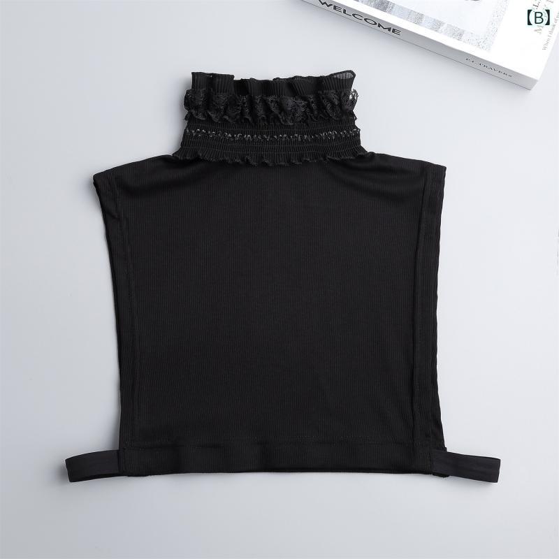 つけ襟 レディース シャツ風 コットン 綿 花びら かわいい レイヤード 重ね着 ブラウス 白 黒 無地 秋冬 おしゃれ インナー カジュアル 上品 きれいめ オフィス 通勤 普段使い フリル レース クラシック 清楚