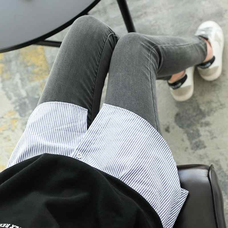 スカート レディース 付け裾 レイヤード インナー フェイクレイヤード 重ね着風 トップス 裾出し 体型カバー ウエストゴム 秋冬 Aライン シフォン アセテート繊維 通勤 普段使い オフィス ストライプ ブルー グレー ミディアム丈 無地 かわいい 大