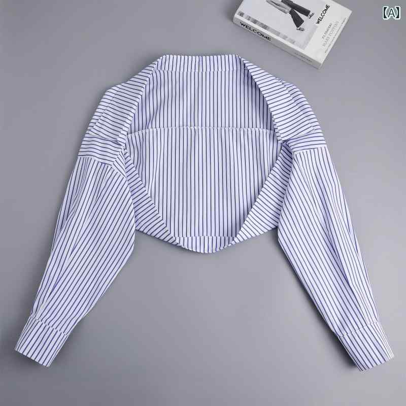 つけ襟 レディース ストライプ ブルー シフォ...の紹介画像2