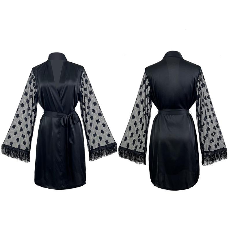 ナイトガウン レディース 接触冷感 バスローブ パジャマ ルームウェア 春夏 部屋着 寝巻き セクシー V..