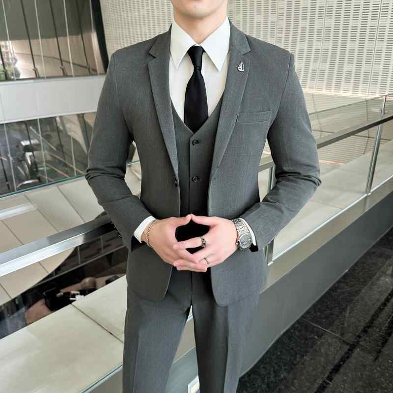 Other - テーラードジャケット メンズ 男性用 紳士服 上着 ブレザー 春秋 ビジネス 通勤 普段使い 無地 ボタン シンプル スタイリッシュ ストレート カジュアル 綿混 ポリエステル ブラック グレー ベージュ 大きいサイズ