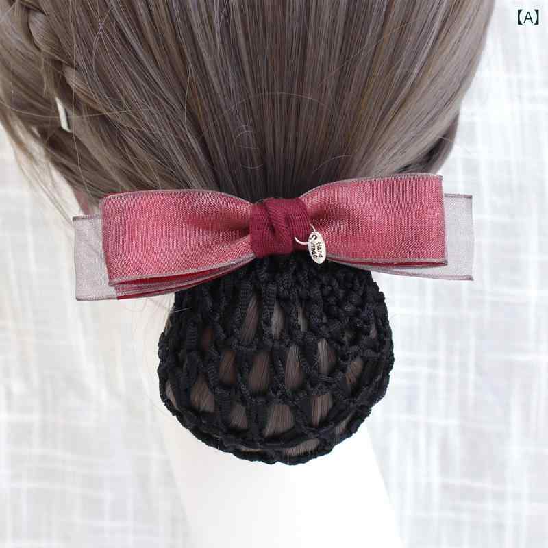 ヘアアクセサリー レディース バレッタ シニヨン ネット お団子 髪留め 接客業 サービス 仕事 冠婚葬祭..