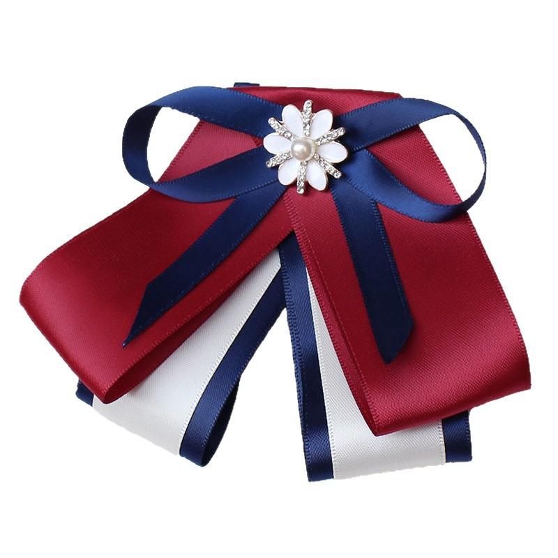 リボンタイ レディース ブローチ 事務服 オフィス 接客 女性用 アクセサリー 襟元 飾り 綿 コットン ビ..