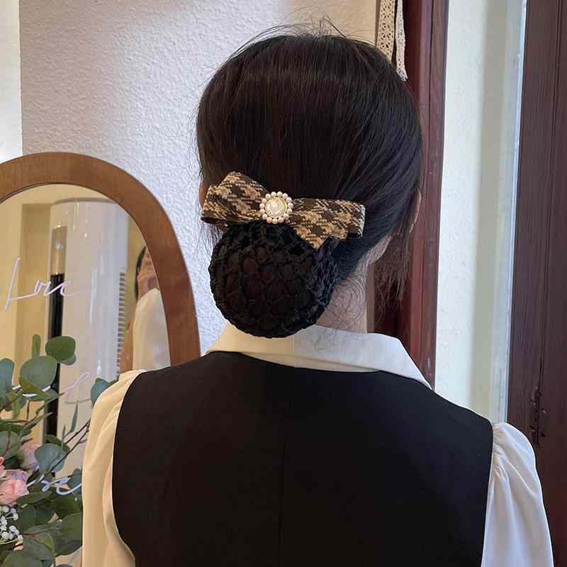 ・素材: 布・スタイル: シンプル・加工: ハンドメイド・: リボン、千鳥格子、ラインストーン・カラー: ブラック、レッド、カーキ、ブルー・仕様: 粗いネット、細かいネット