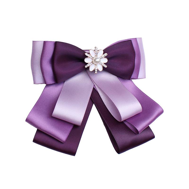 リボンタイ レディース ブローチ ヘアアクセサリー 蝶結び 紫 パープル ラベンダー パール ジルコニア ..