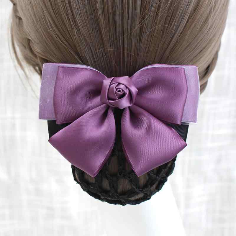 バレッタ レディース ネット シニヨン ヘアアレンジ 仕事用 接客 看護師 ローズ バラ モチーフ 春夏 リ..