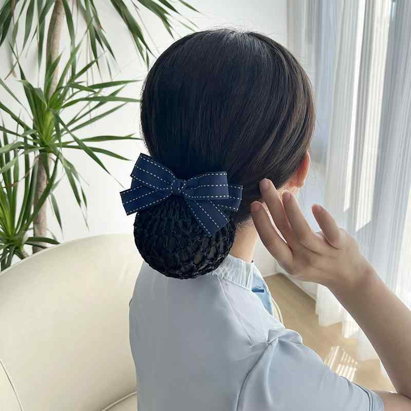 ヘアアクセサリー レディース シニヨンネット お団子ネット 髪留め バレッタ リボ...