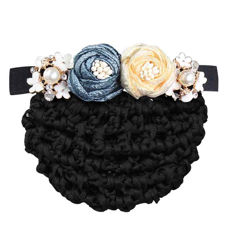 ヘアアクセサリー レディース シニヨンネット バレッタ リボン 看護師 CA 銀行員 髪留め 上品 高級感 韓国 合金 ブラック ブルー レッド 秋冬 きれいめ フォーマル 華やか 網 お団子 清楚 ハンドメイド