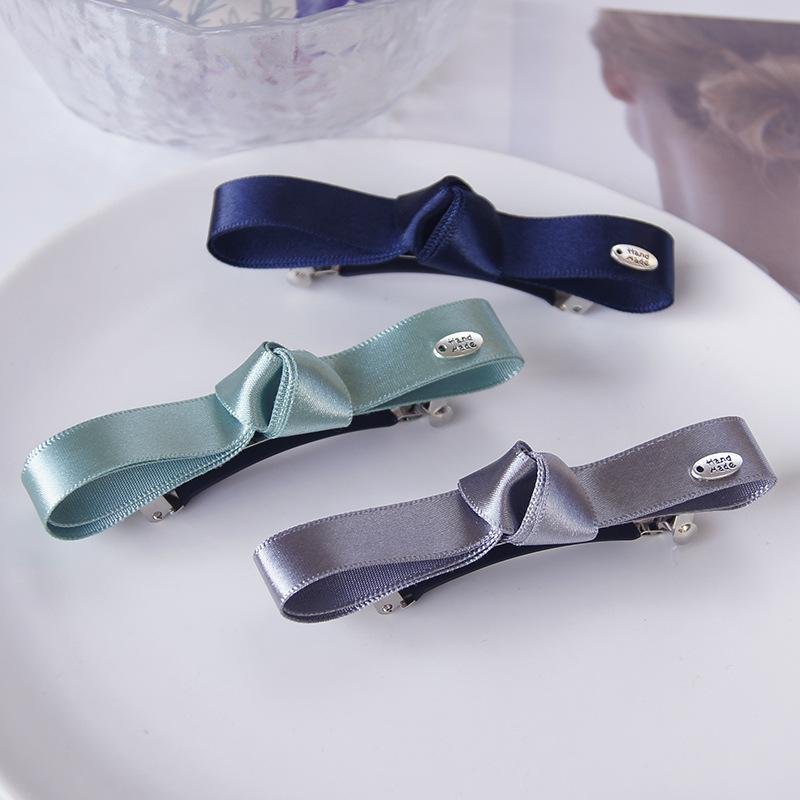 バレッタ レディース ヘアクリップ 髪留め 韓国 リボン ファブリック ハンドメイド 無地 シンプル 上品 エレガント 大人かわいい 普段使い 結婚式 通勤 ピンク ブラック ブルー アップスタイル ヘッドドレス