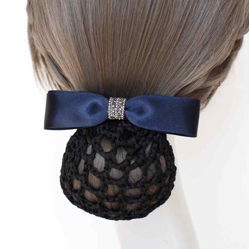 ヘアアクセサリー レディース バレッタ ネット シニヨン 髪留め 看護師 冠婚葬祭 オフィス リボン サテン 上品 清潔感 シンプル 大人 ハンドメイド 崩れ防止 ブラック ブルー ワインレッド