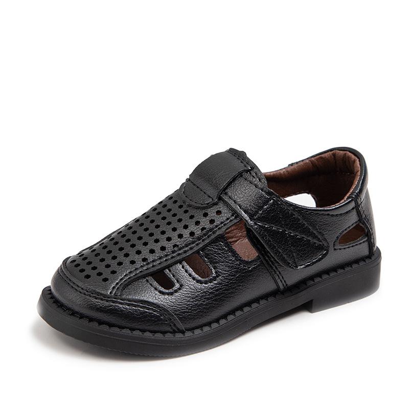 Formal Shoes - サンダル 男の子 キッズ 子供 サマーシューズ 靴 滑り止め 春夏 カジュアル 普段使い 通気性 面ファスナー ベルクロ 柔らかい 屈曲性 ラバーソール 合成革 メッシュ ブラック ブラウン シンプル 無地