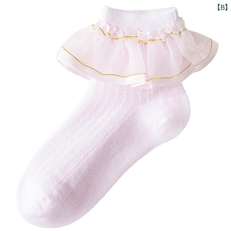 靴下 キッズ 女の子 子供 ベビー ショートソックス レース フリル 薄手 綿 シーム...