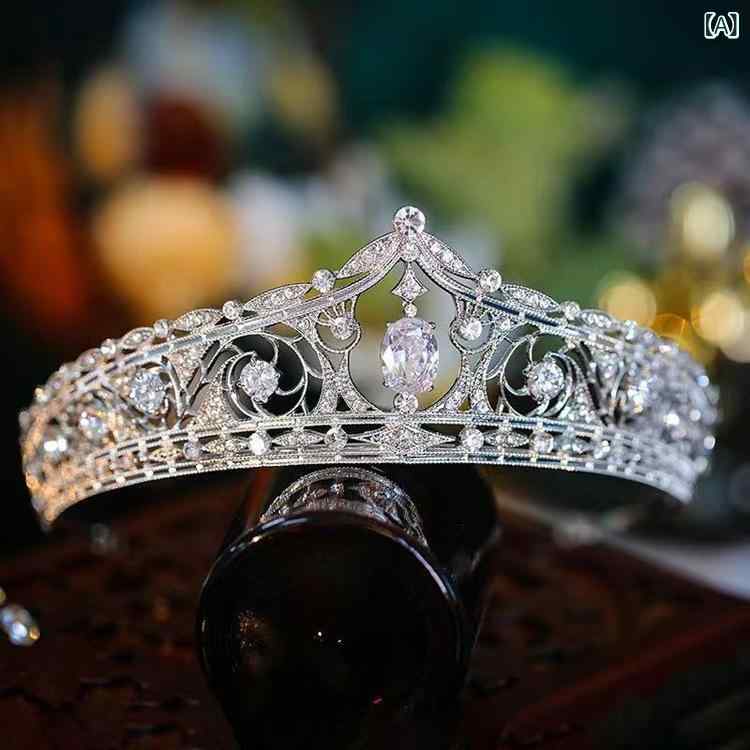 フロントップ楽天市場店のティアラ レディース ウェディング ブライダル 結婚式 パーティー 演奏会 花嫁 アクセサリー ヘッドドレス 髪飾り 王冠 クラウン 豪華 高級感 ジルコニア ラインストーン 合金 電気メッキ加工 水滴 ドロップ 韓国 シルバー ゴールド 華やか｜アングル2