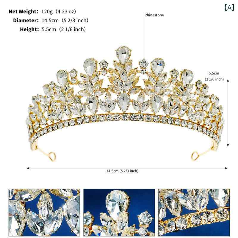 フロントップ楽天市場店のティアラ レディース ヘッドドレス クラウン 王冠 髪飾り 結婚式 披露宴 パーティー バロック調 ブライダル ウェディング 水晶 クリスタル ラインストーン ビジュー 高級感 ゴールド シルバー グリーン ヘアアクセサリー｜アングル2