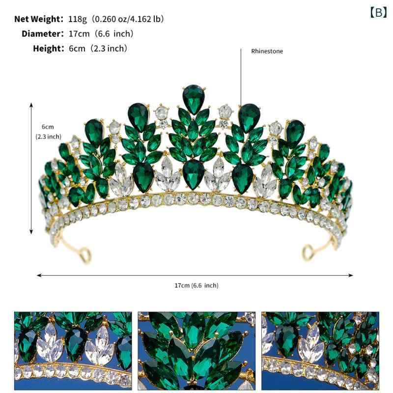 フロントップ楽天市場店のティアラ レディース ヘッドドレス クラウン 王冠 髪飾り 結婚式 披露宴 パーティー バロック調 ブライダル ウェディング 水晶 クリスタル ラインストーン ビジュー 高級感 ゴールド シルバー グリーン ヘアアクセサリー｜アングル3