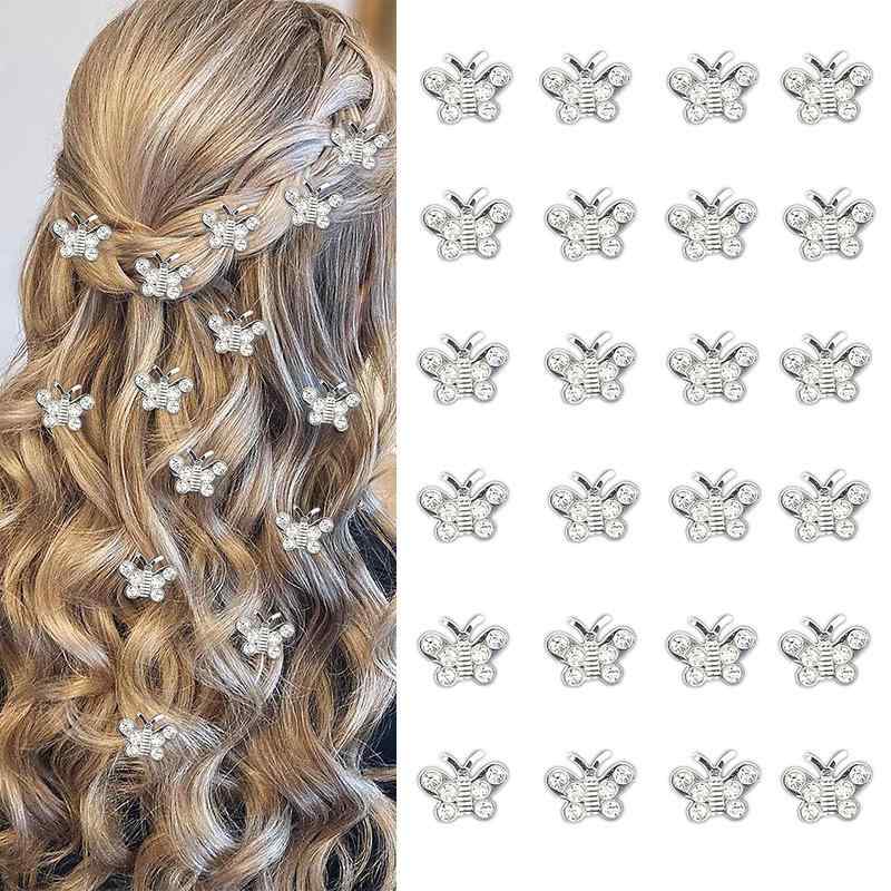 ヘアクリップ レディース 蝶 バタフライ ラインストーン ビジュー ミニ まとめ髪 スタイリング 結婚式 ブライダル 花嫁 春夏 レトロ ヴィンテージ風風 高級感 上品 華やか シルバー ゴールド ヘッドドレス