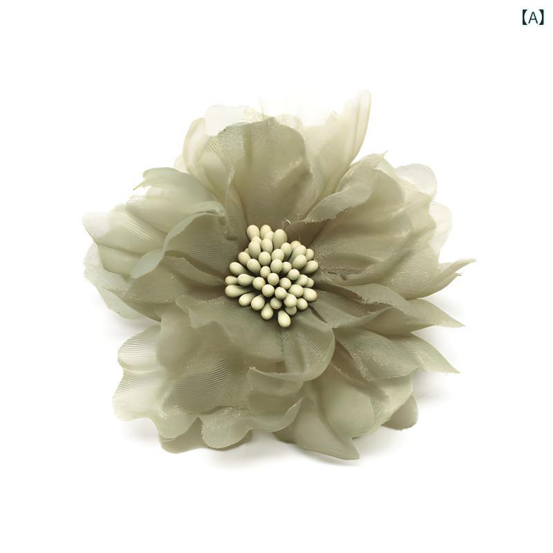 フロントップ楽天市場店のブローチ レディース コサージュ アクセサリー 花 フラワー ハンドメイド オーガンジー チュール 華やか 上品 高級感 エレガント かわいい ライトグリーン ライトブルー ピンク 結婚式 卒業式 パーティー｜アングル2