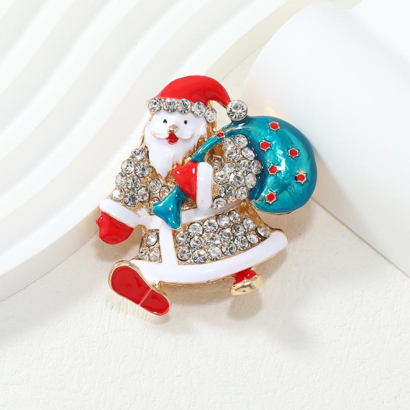 Other - ブローチ メンズ レディース サンタクロース クリスマス 秋冬 かわいい バッジ ピン ラインストーン ジルコニア キャラクター レトロ アンティーク風 合金 エナメル アクセサリー イベント パーティー 普段使い