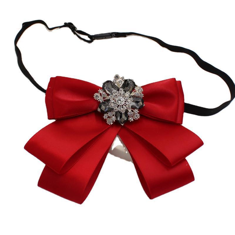 蝶ネクタイ レディース リボン 付け襟 ハンドメイド ポインテッド 高級感 無地 シンプル おしゃれ かわいい アクセサリー 雑貨 フォー..