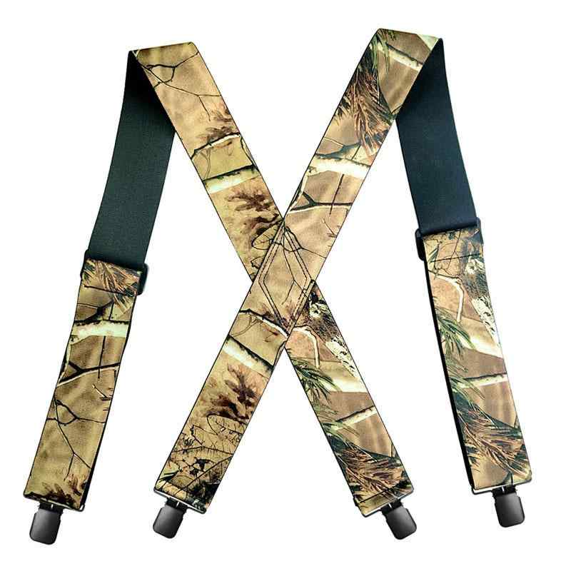 Suspenders - サスペンダー メンズ ズボン吊り 吊りバンド 5cm 幅広 強弾力 伸縮性 4クリップ X型 40代 迷彩 ブラック カーキ タクティカル サイクリング アウトドア 高耐久 作業用 春夏 紳士 太め 丈夫 カジュアル